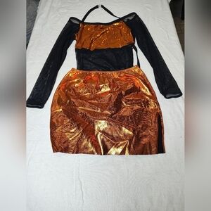 Kids' Black and Orange Shimmer Dance Costume